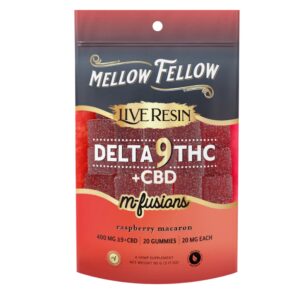 mellow fellow delta 9 + cbd raspberry macaron gummies 400mg